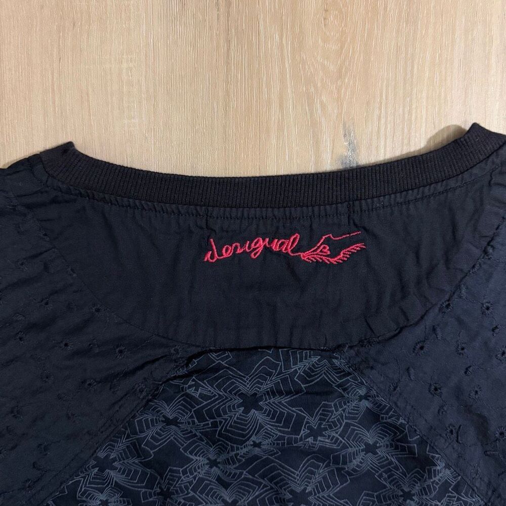 Desigual Embellished Black Sheath Dress 3/4 Sleeve Black Sz 38 Fairy Grunge Alt - Picture 9 of 9